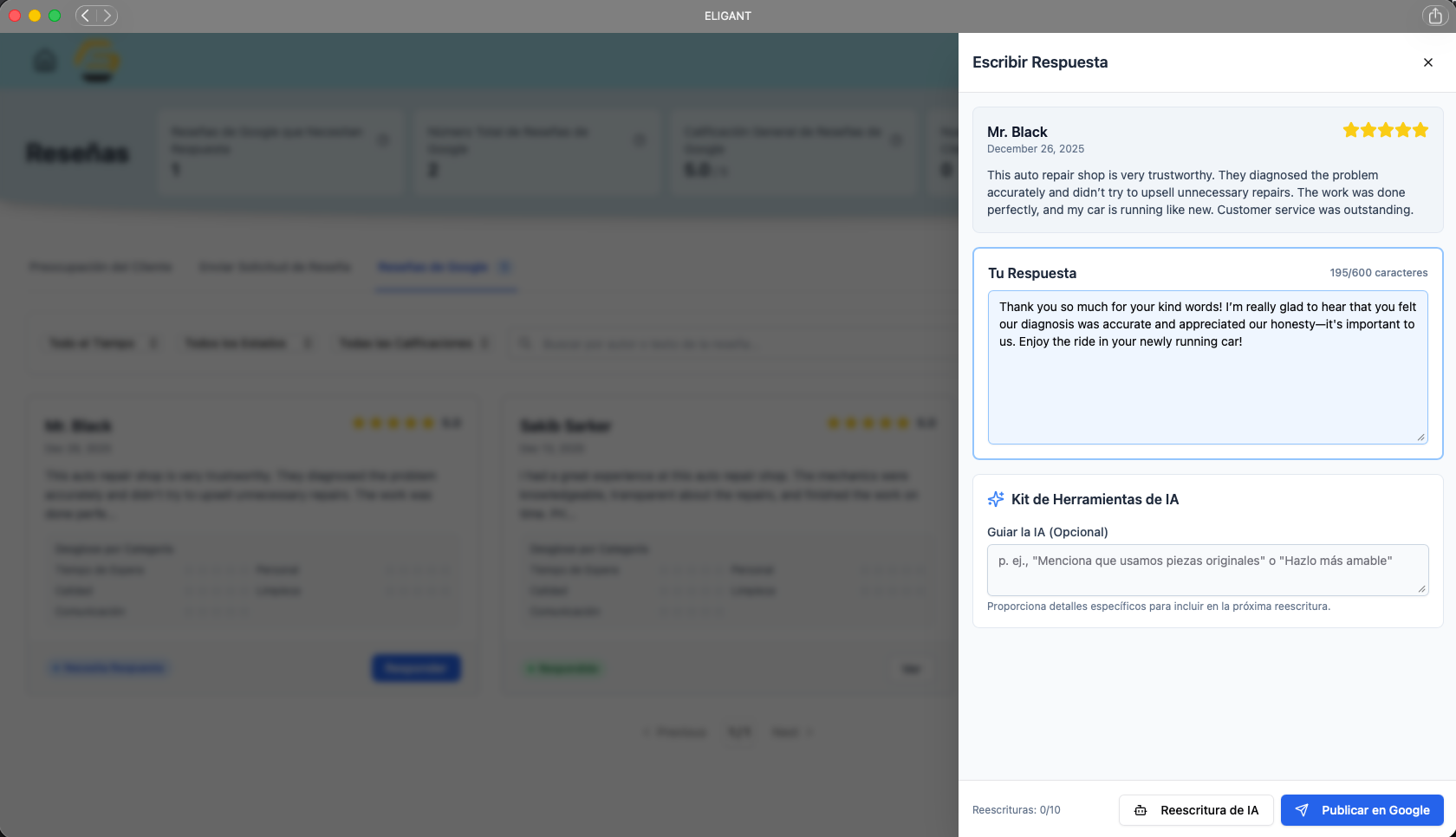 Respuestas con IA para Reseñas